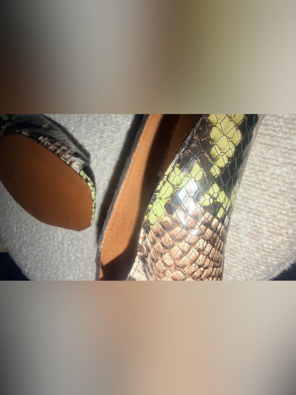 Madewell Snake-Print Open-Toe Mules in Brown, Black & Green - Picture 7 of 9